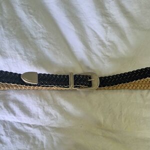 Braided Black and Tan Women's Belt Faux Leather